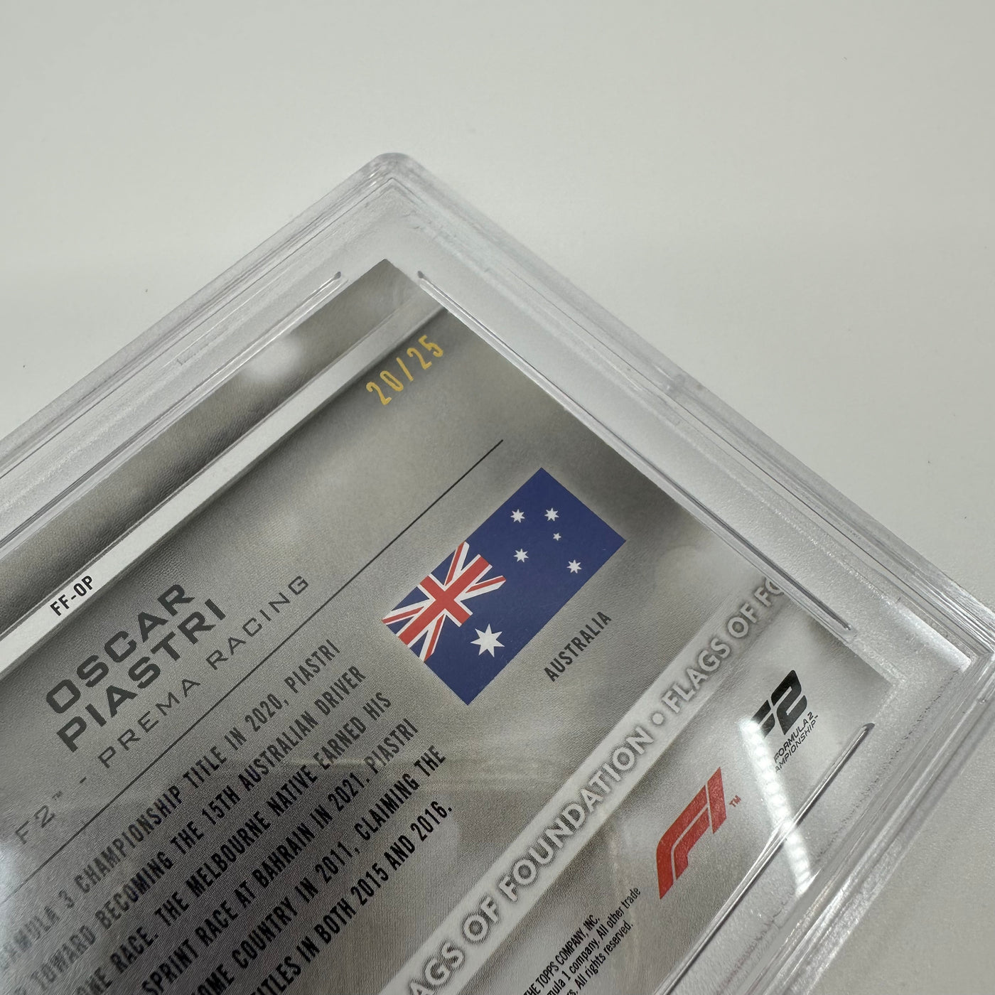 PSA 9 - 20/25 Oscar Piastri - Flags Of Foundation #FF-OP - Orange Parallel