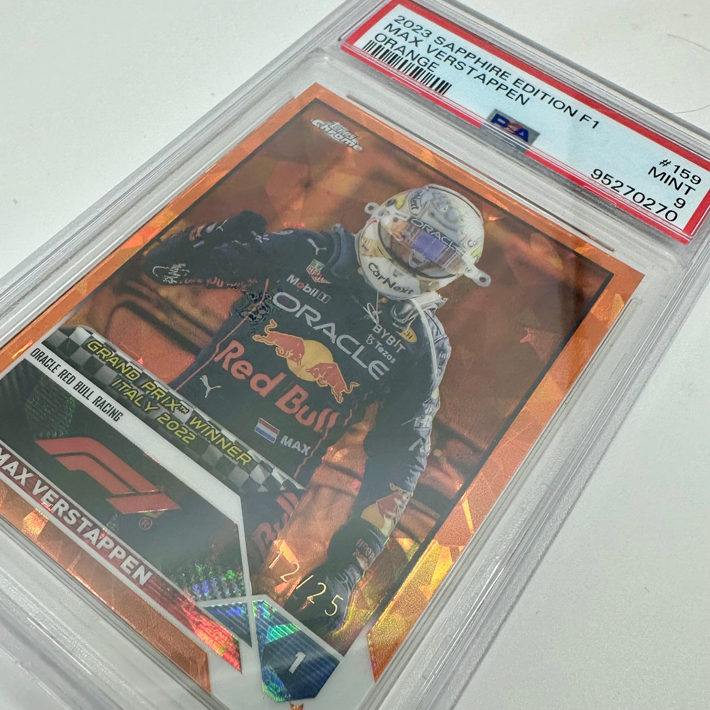 PSA 9 - 12/25 Max Verstappen #159 - Sapphire - Orange - 2023 Topps Chrome