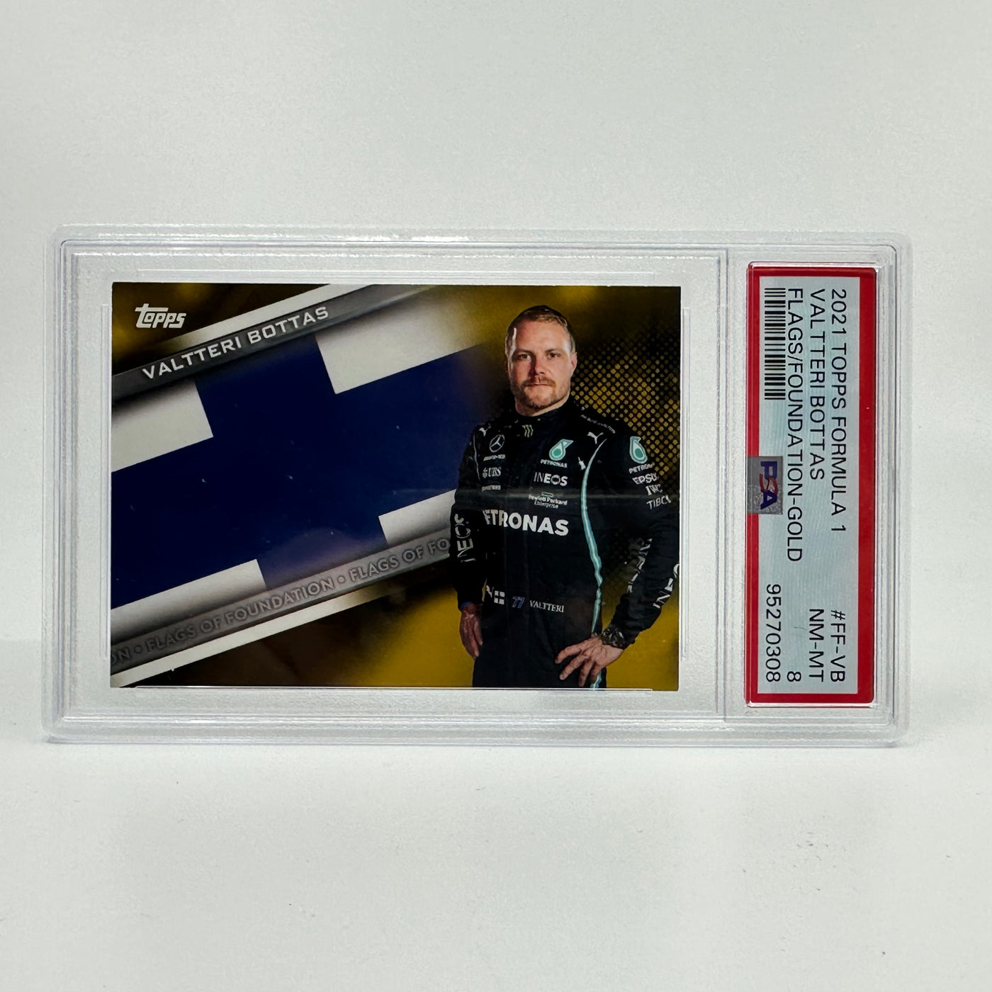 PSA 8 - 02/50 - Valteri Bottas #FF-VB - Flags Of Foundation - Gold