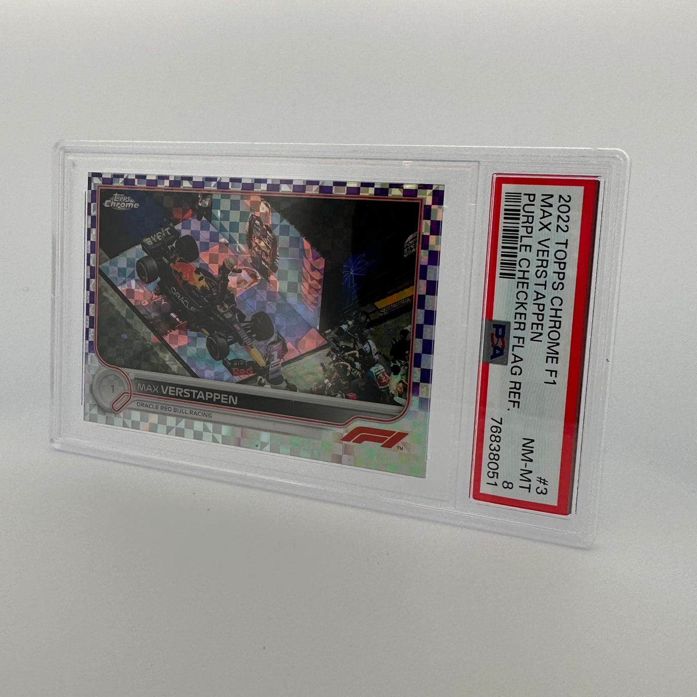 PSA 8 - 138/199 - MAX VERSTAPPEN #3 - PURPLE CHECKER FLAG REFRACTOR