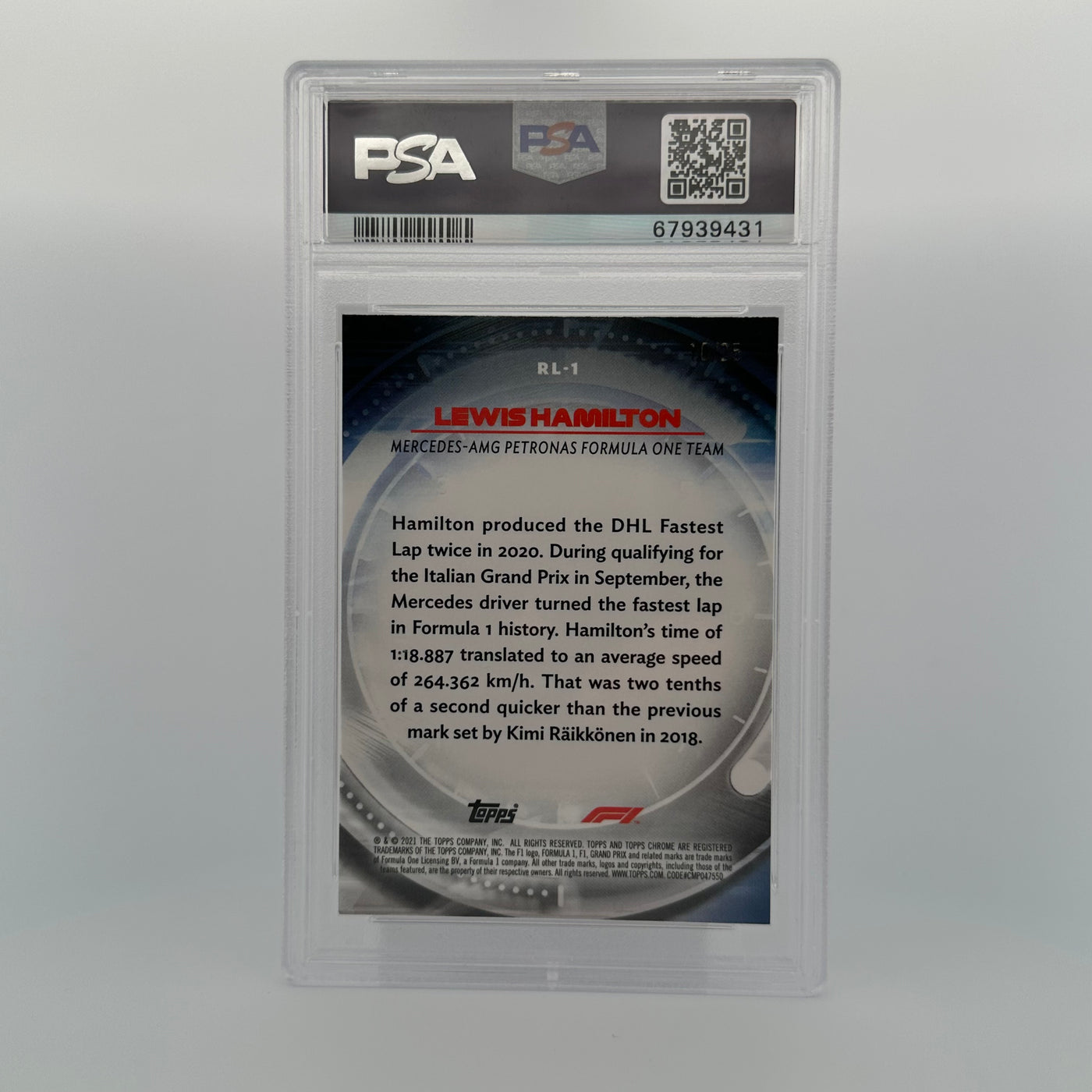 PSA 9 - 10/25 - LEWIS HAMILTON #RL1 - REDLINERS - ORANGE REFRACTOR