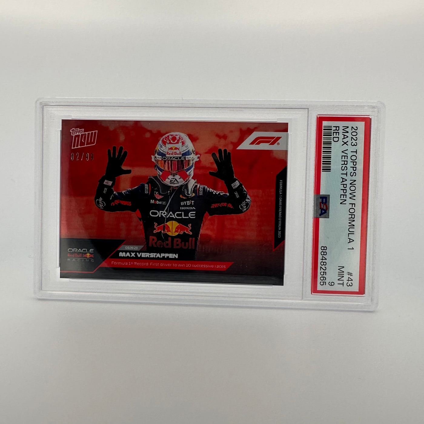 PSA 9 - 82/99 - Max Verstappen #43 - Red - 2023 Topps Now