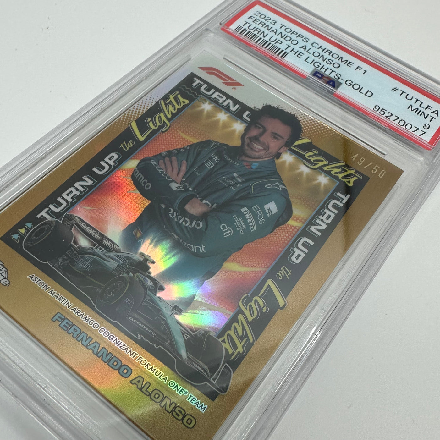 PSA 9 - Fernando Alonso #TUTLFA - Gold - 2023 Topps Chrome F1