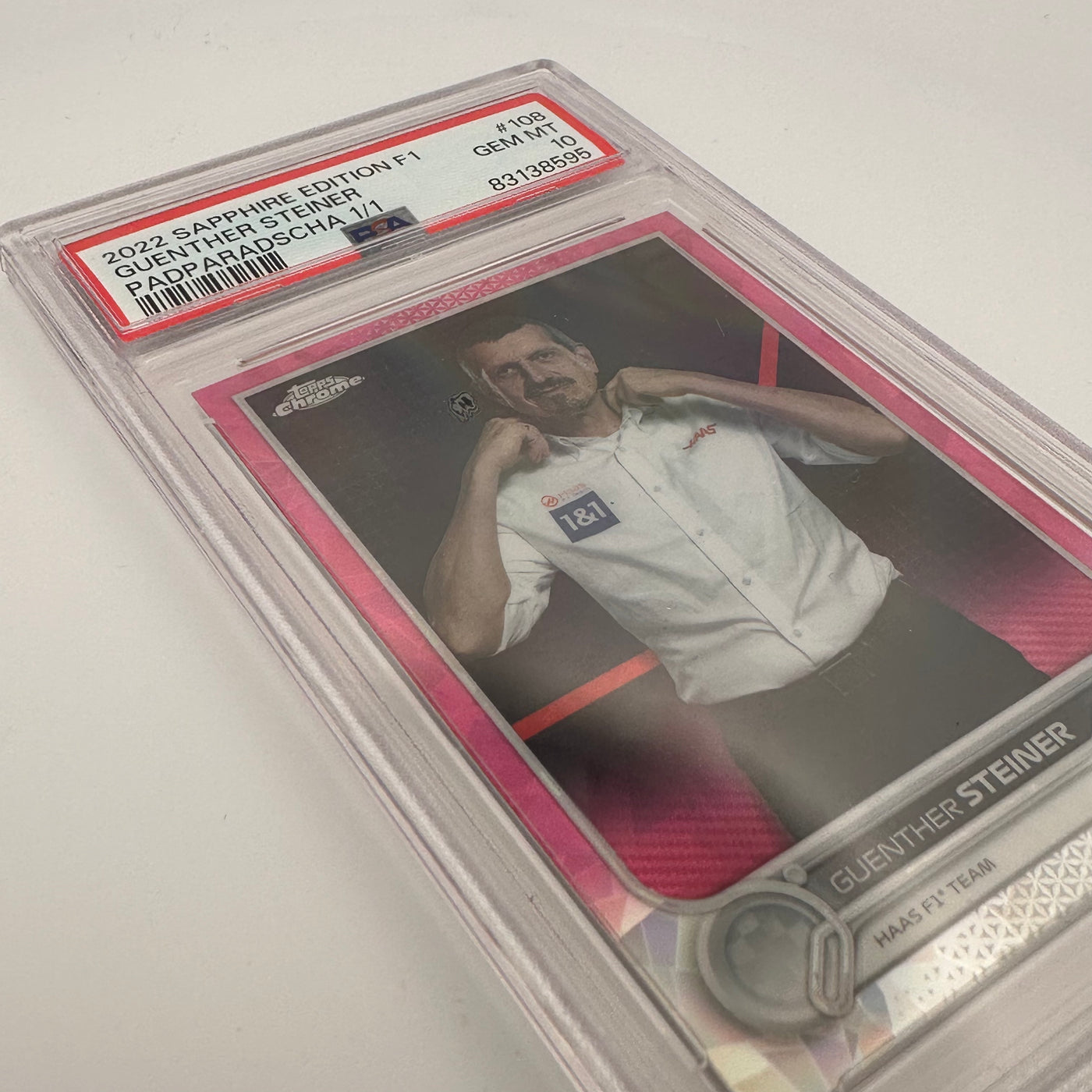 PSA 10 - 1/1 - 2022 Chrome Sapphire - Guenther Steiner #108 - Padparadscha