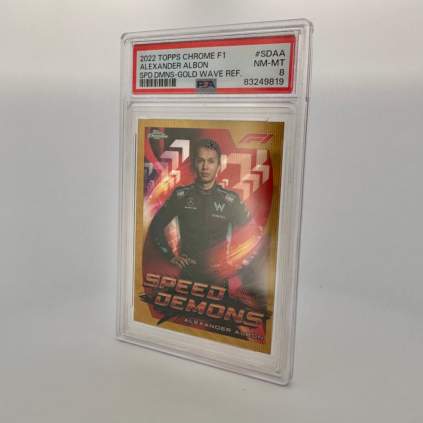 PSA 8 - 11/50 - Alexander Albon #SPAA Speed Demons - Gold Wave Refractor