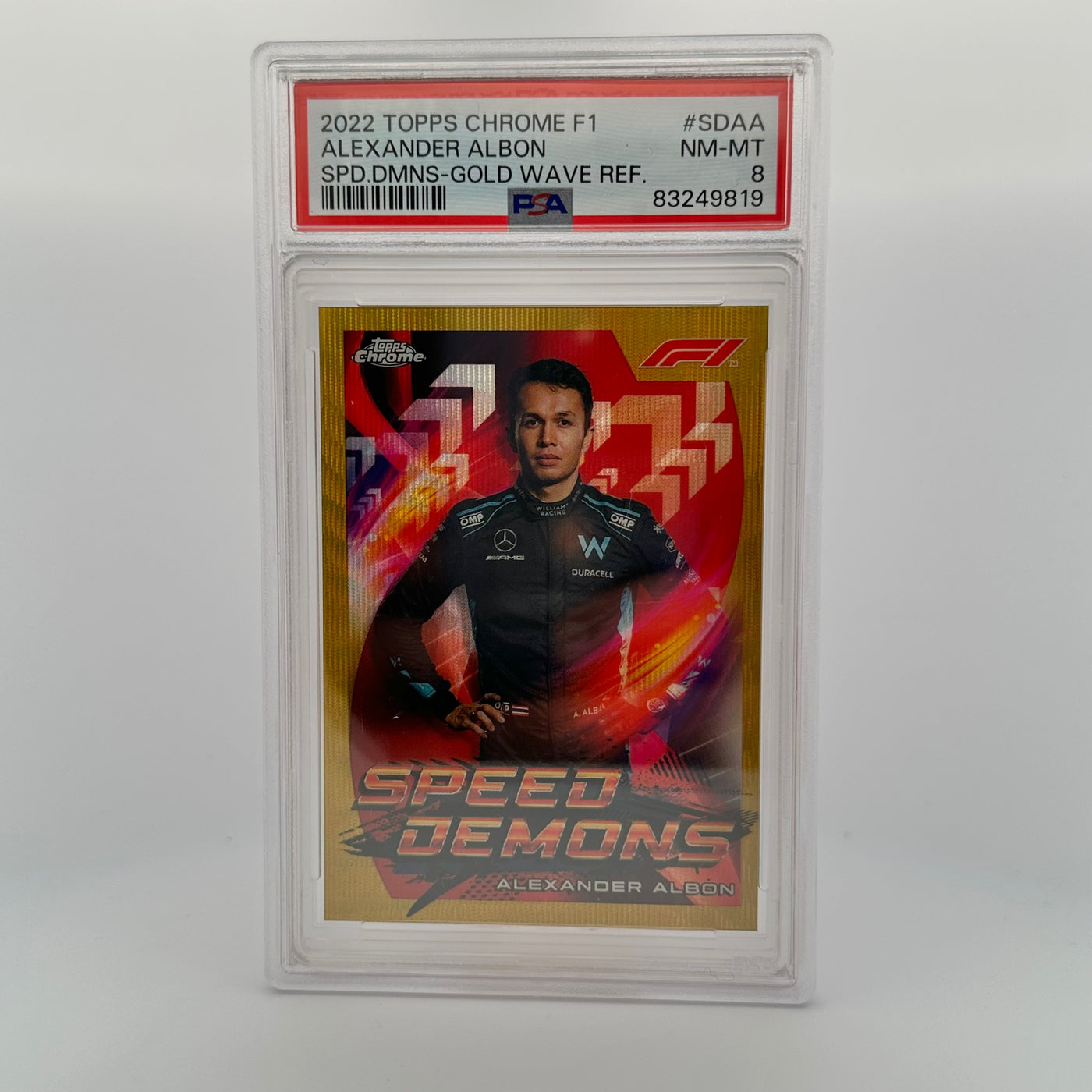 PSA 8 - 11/50 - Alexander Albon #SPAA Speed Demons - Gold Wave Refractor