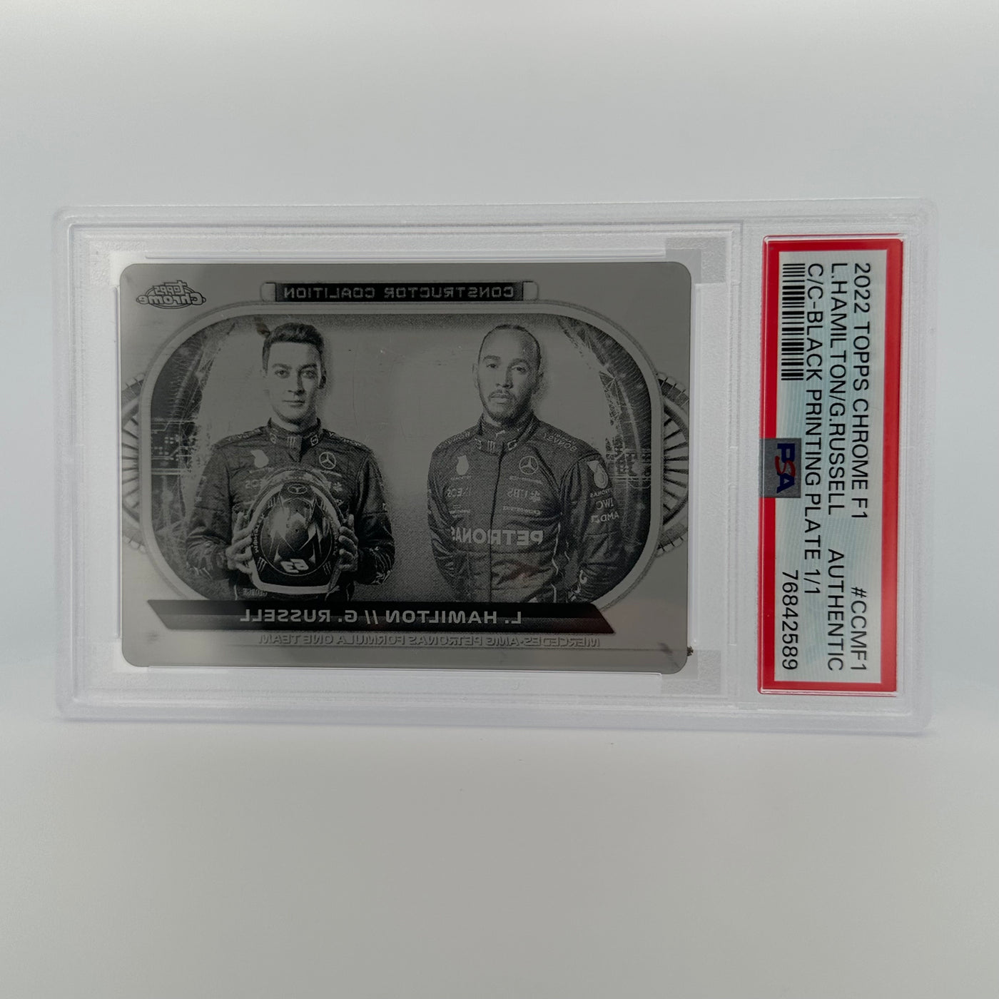 PSA AUTHENTIC- 1/1 LEWIS HAMILTON/GEORGE RUSSELL - BLACK PRINTING PLATE