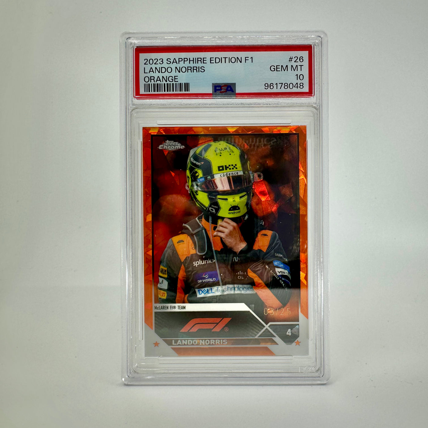 PSA 10 - 03/25 Lando Norris #26 - Orange - Sapphire - 2023 Topps Chrome F1