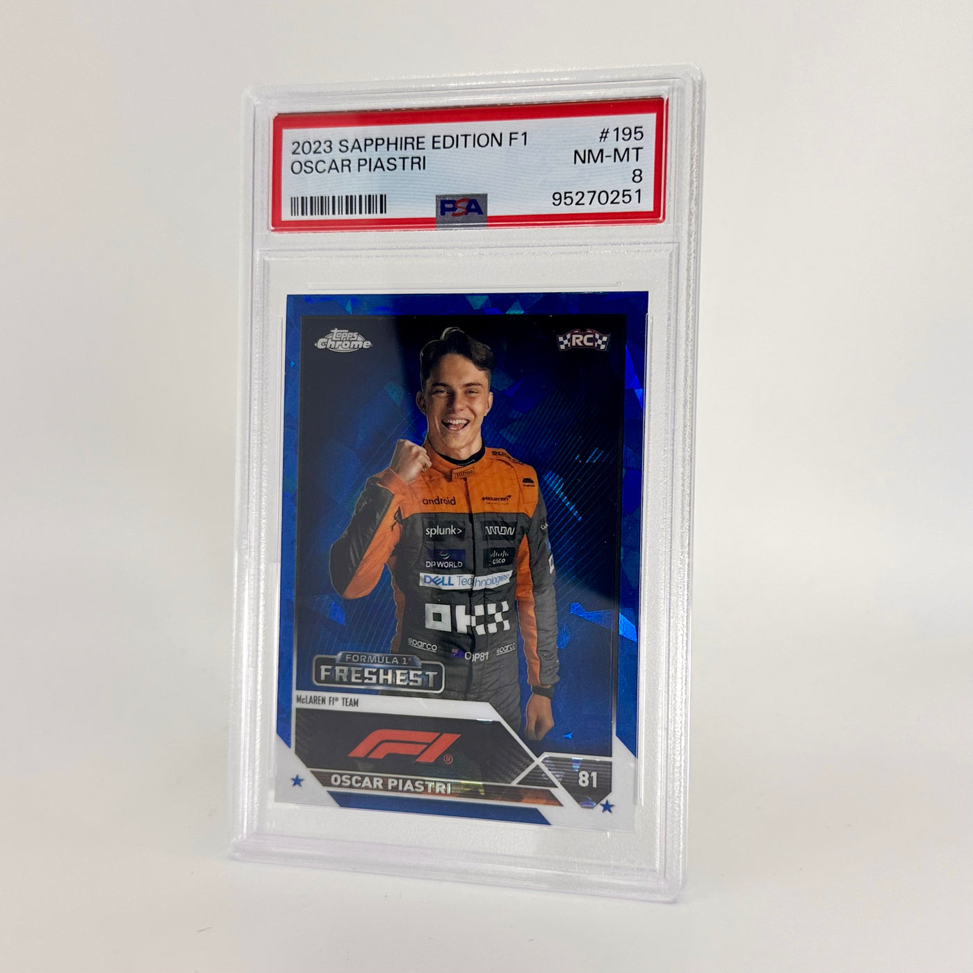 PSA 8 - Oscar Piastri #195 - Sapphire Edition - 2023 Topps Chrome F1 - Rookie Card