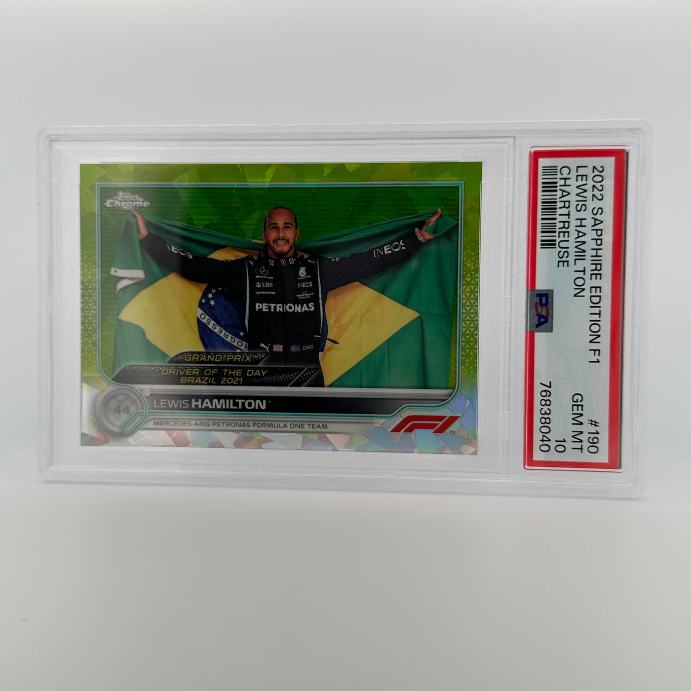 PSA 10 - 194/199 - LEWIS HAMILTON #190 - SAPPHIRE EDITION - CHARTREUSE