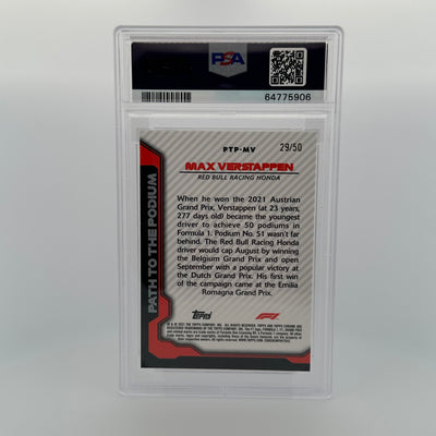 PSA 9 - 29/50 - MAX VERSTAPPEN # PTPMV - PATH TO THE PODIUM - GOLD REFRACTOR