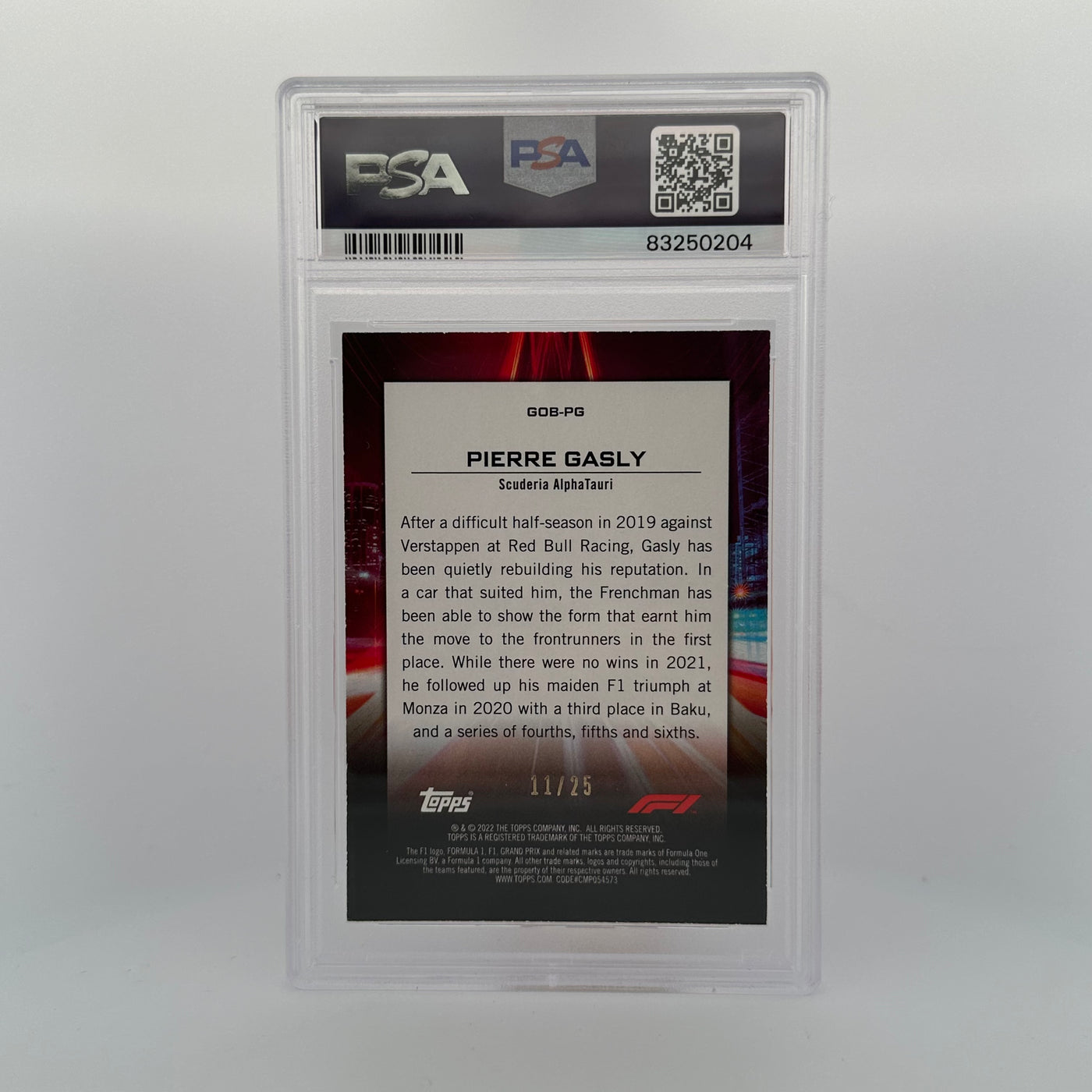 PSA 7 - 11/25 - Pierre Gasly Flash #Gobpg  - Flash Of Brilliance - Orange