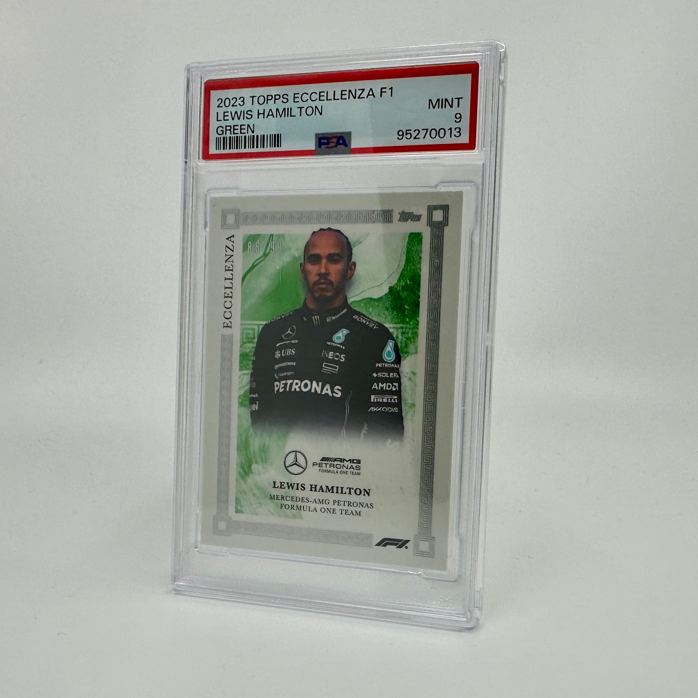 PSA 9 - 86/99 Lewis Hamilton - Green - 2023 Eccellenza