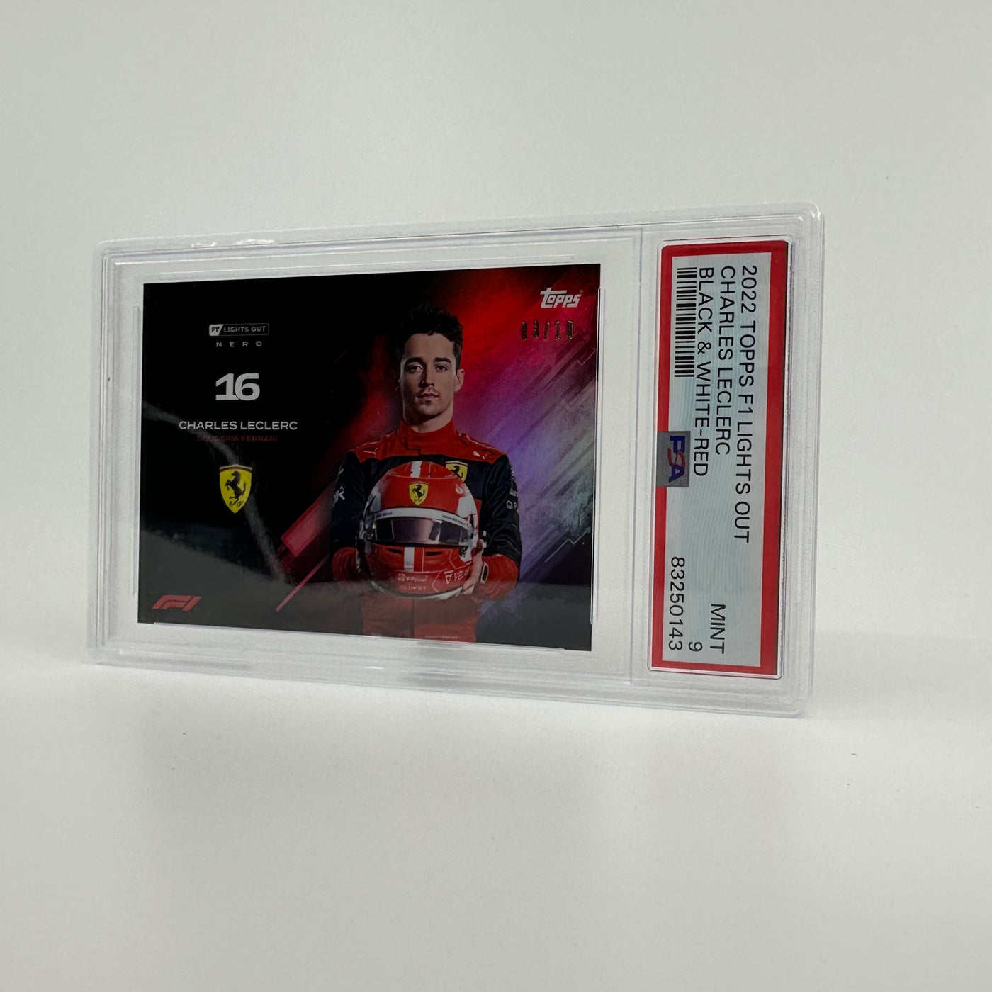 PSA 9 - 03/10 - Charles Leclerc - Black & White - Red