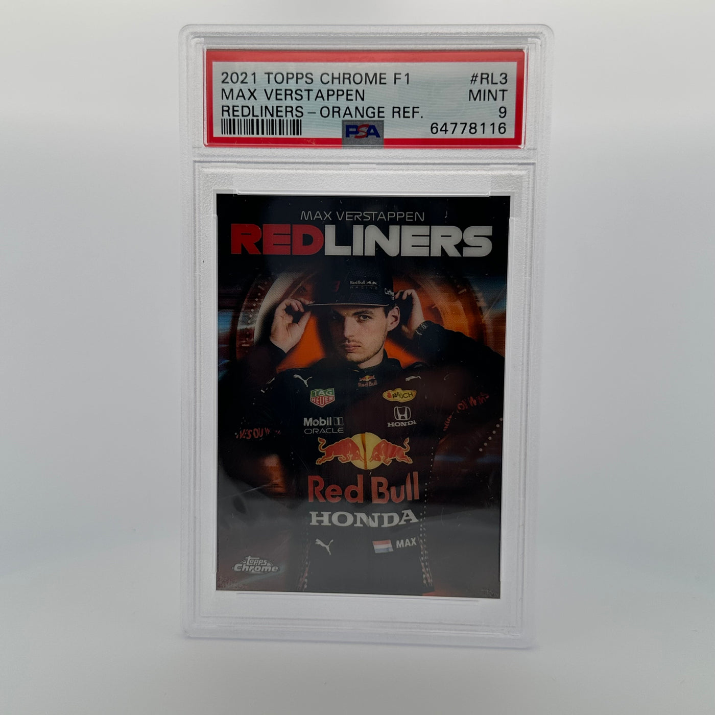 PSA 9 - 10/25 - MAX VERSTAPPEN #RL3 - REDLINERS - ORANGE REFRACTOR