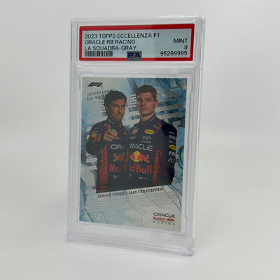 PSA 9 - 32/75 Verstappen/Perez - Gray - 2023 Eccellenza La Squadra