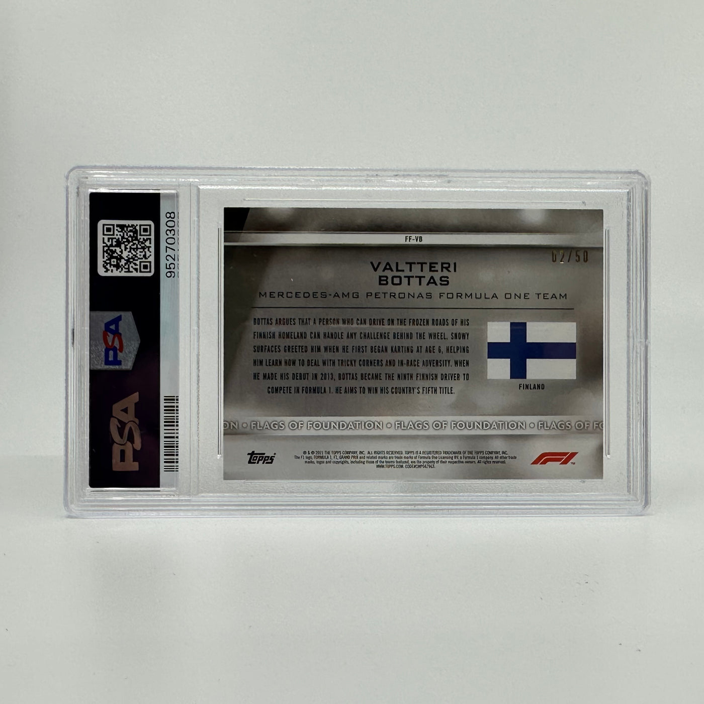 PSA 8 - 02/50 - Valteri Bottas #FF-VB - Flags Of Foundation - Gold