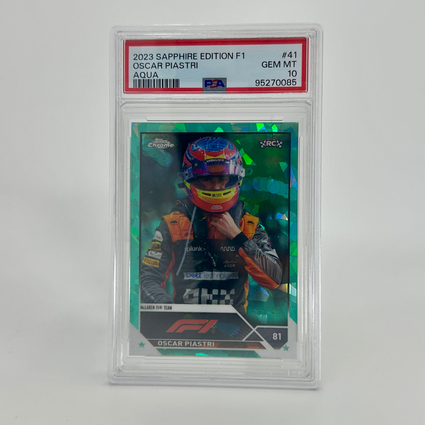 PSA 10 - 77/99 Oscar Piastri #41 - Aqua - Sapphire Edition - 2023 Topps Chrome F1 - Rookie Card (Copy)