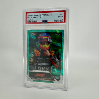 PSA 9 - 25/99 Oscar Piastri #41 - Aqua - Sapphire Edition - 2023 Topps Chrome F1 - Rookie Card