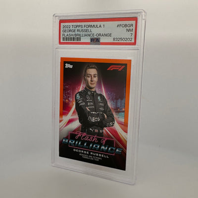 PSA 7 - 5/25 - George Russell #FOBGR - Flash Of Brilliance - Orange