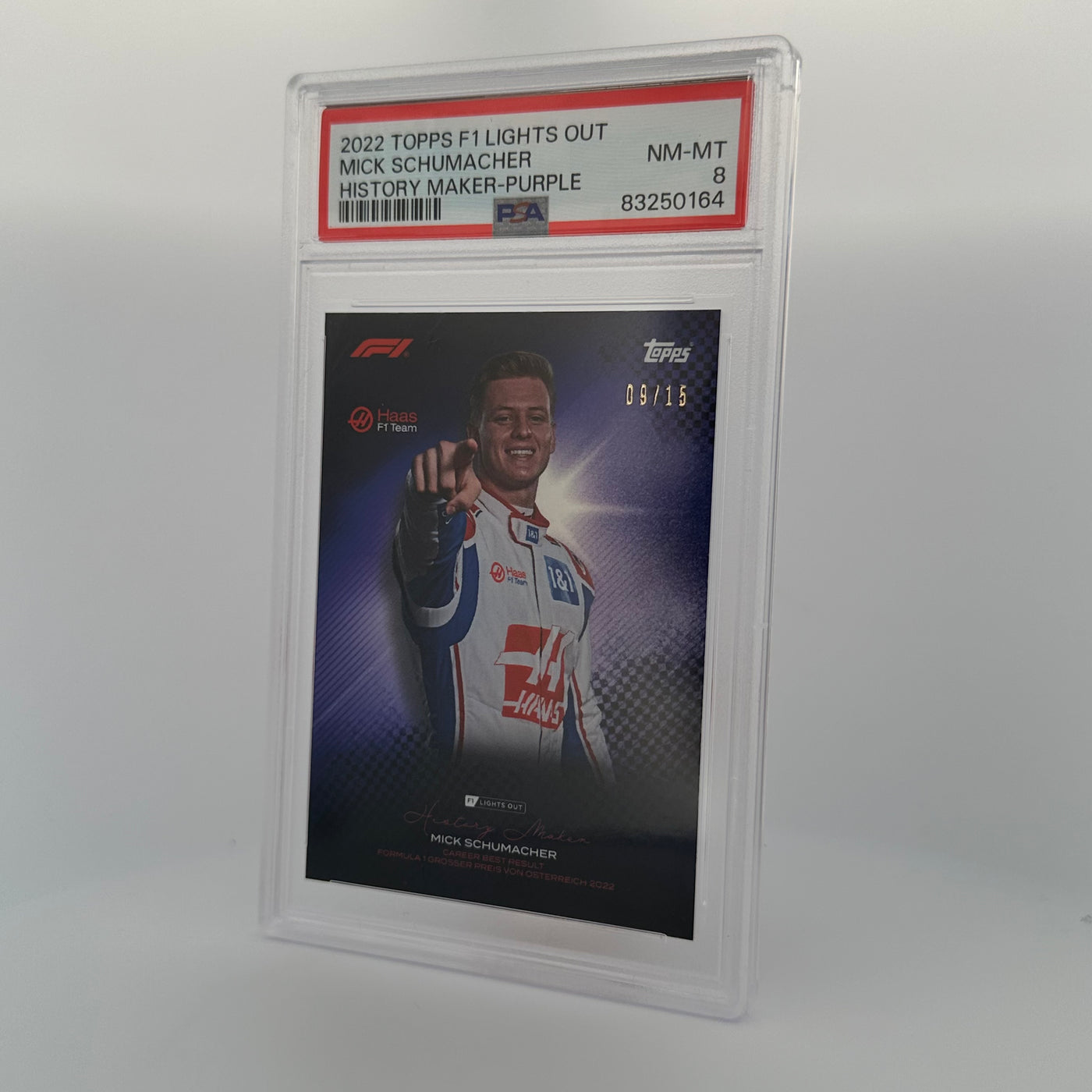 PSA 8 - 9/15 - Mick Schumacher - History Maker - Purple