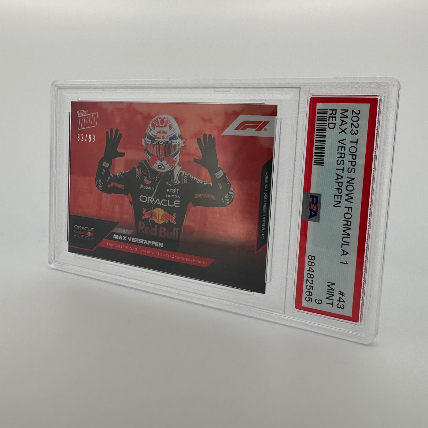 PSA 9 - 82/99 - Max Verstappen #43 - Red - 2023 Topps Now