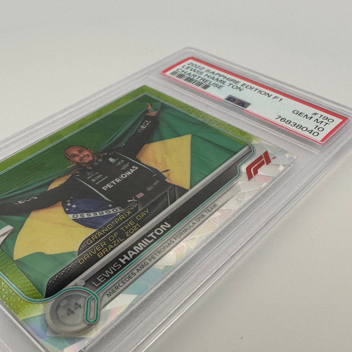 PSA 10 - 194/199 - LEWIS HAMILTON #190 - SAPPHIRE EDITION - CHARTREUSE