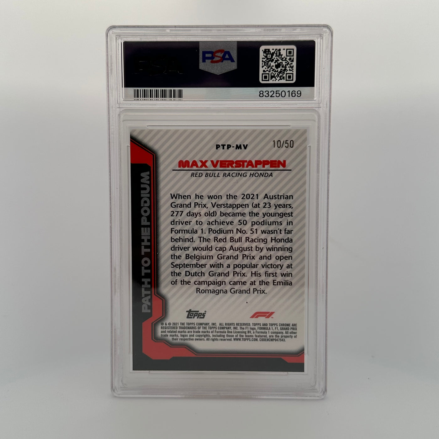 PSA 9 - 10/50 - Max Verstappen #PTPMV - Path To The Podium - Gold Wave Refractor