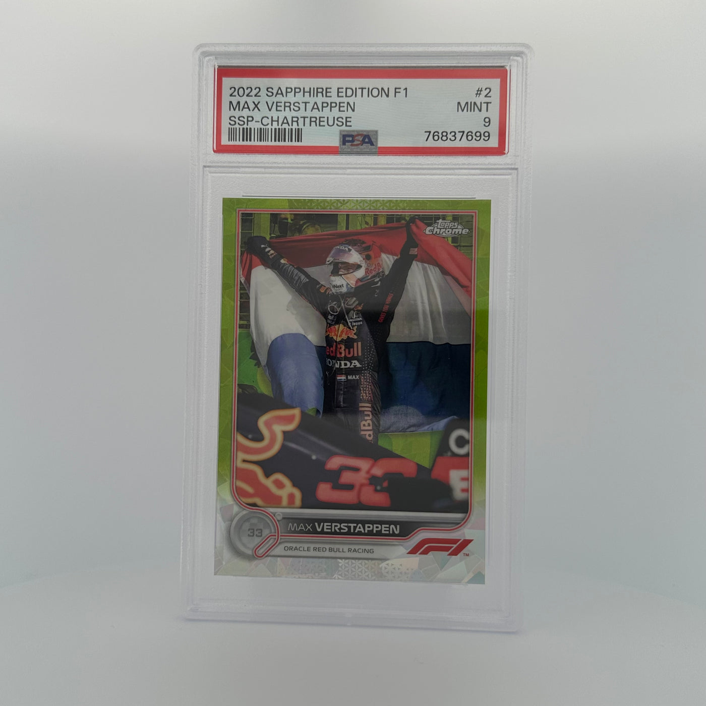 PSA 9 - /199 - MAX VERSTAPPEN #2 - SAPPHIRE EDITION - SSP - CHARTREUSE