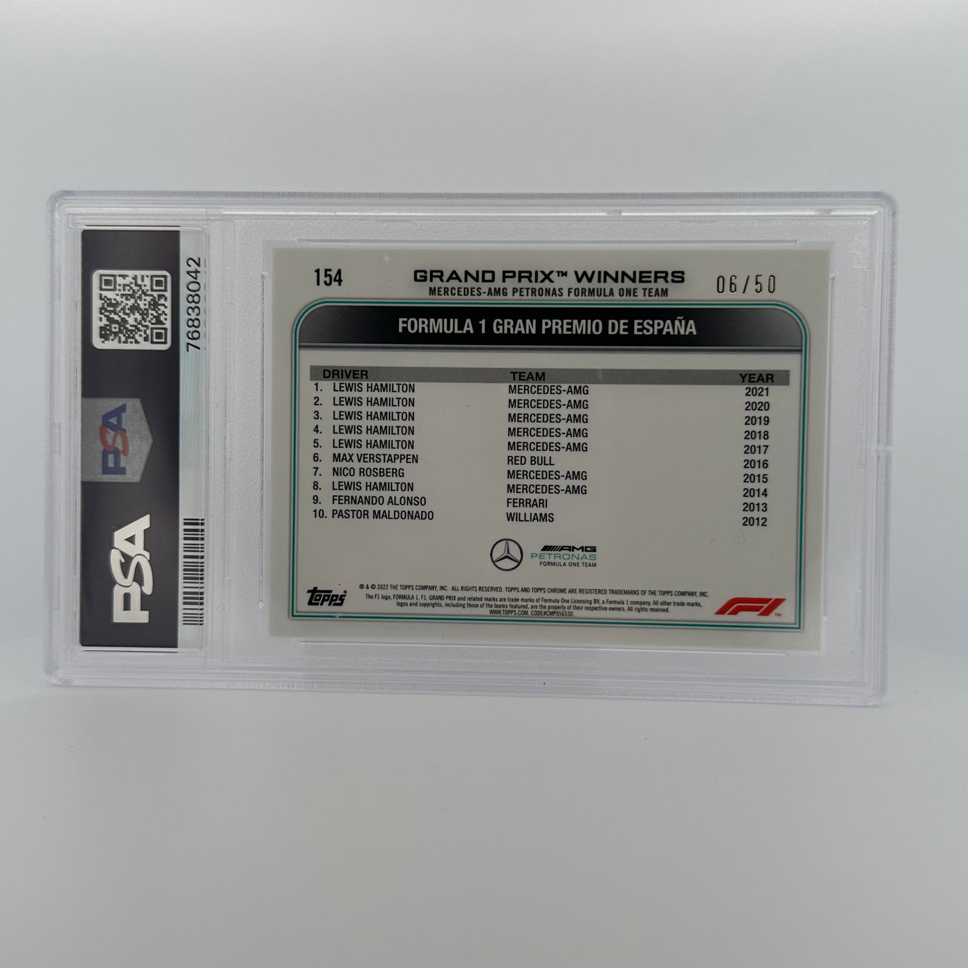 PSA 10 - 06/50 - LEWIS HAMILTON #154 - SAPPHIRE EDITION - GOLD