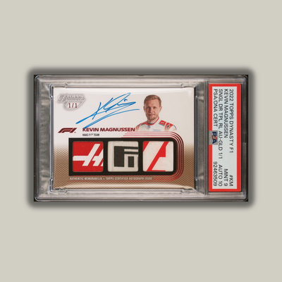 1/1 Kevin Magnussen - 2022 Topps Dynasty F1 - Unique Triple Relic Patch auto