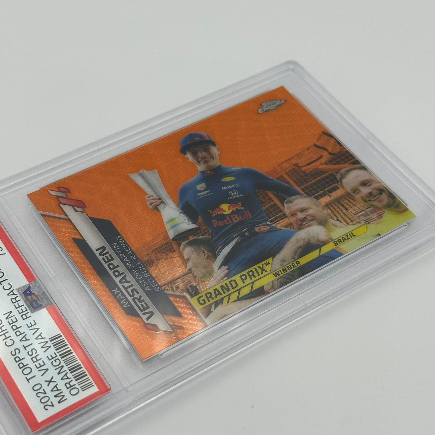 PSA 7 - 02/25 Max Verstappen - Brazil grand prix winners #152 - Orange Wave Refractor