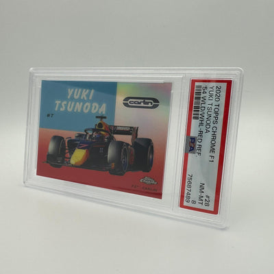 PSA 8 - 3/5 - Yuki Tsunoda - F2 Driver #54W-28 - Red Refractor