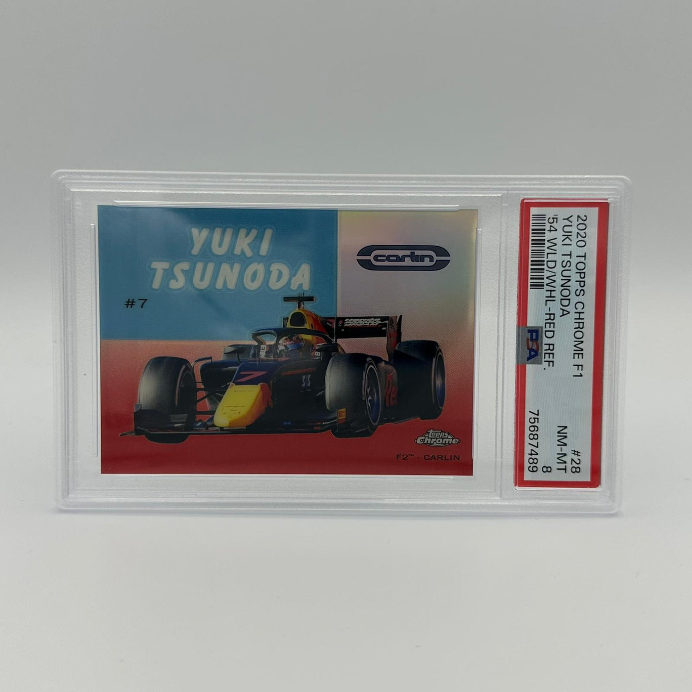 PSA 8 - 3/5 - Yuki Tsunoda - F2 Driver #54W-28 - Red Refractor