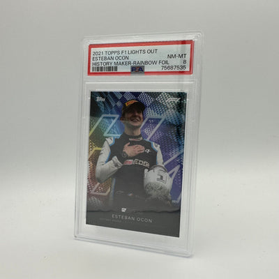 PSA 8 - 5/5 Esteban Ocon - History Maker - Rainbow Foil