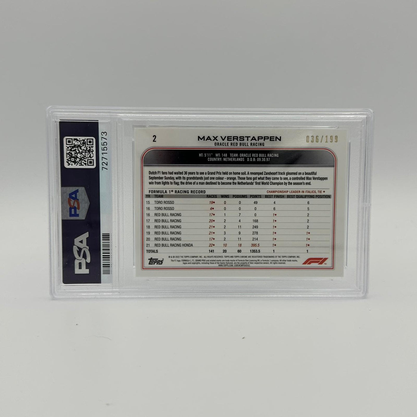 PSA 9 - 036/199 Max Verstappen #2 - Sapphire Edition - SSP - Chartreuse