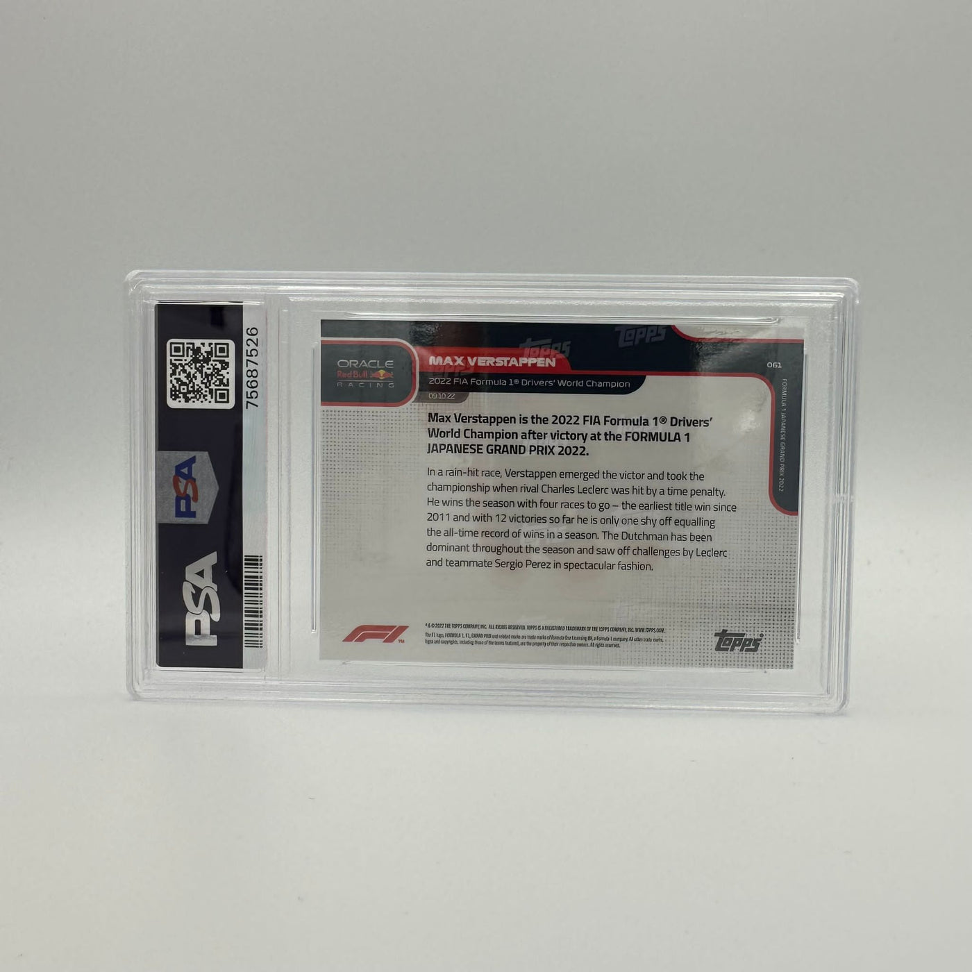 PSA 9 - 05/10 Max Verstappen - 2022 F1 Drivers' World Champion #61