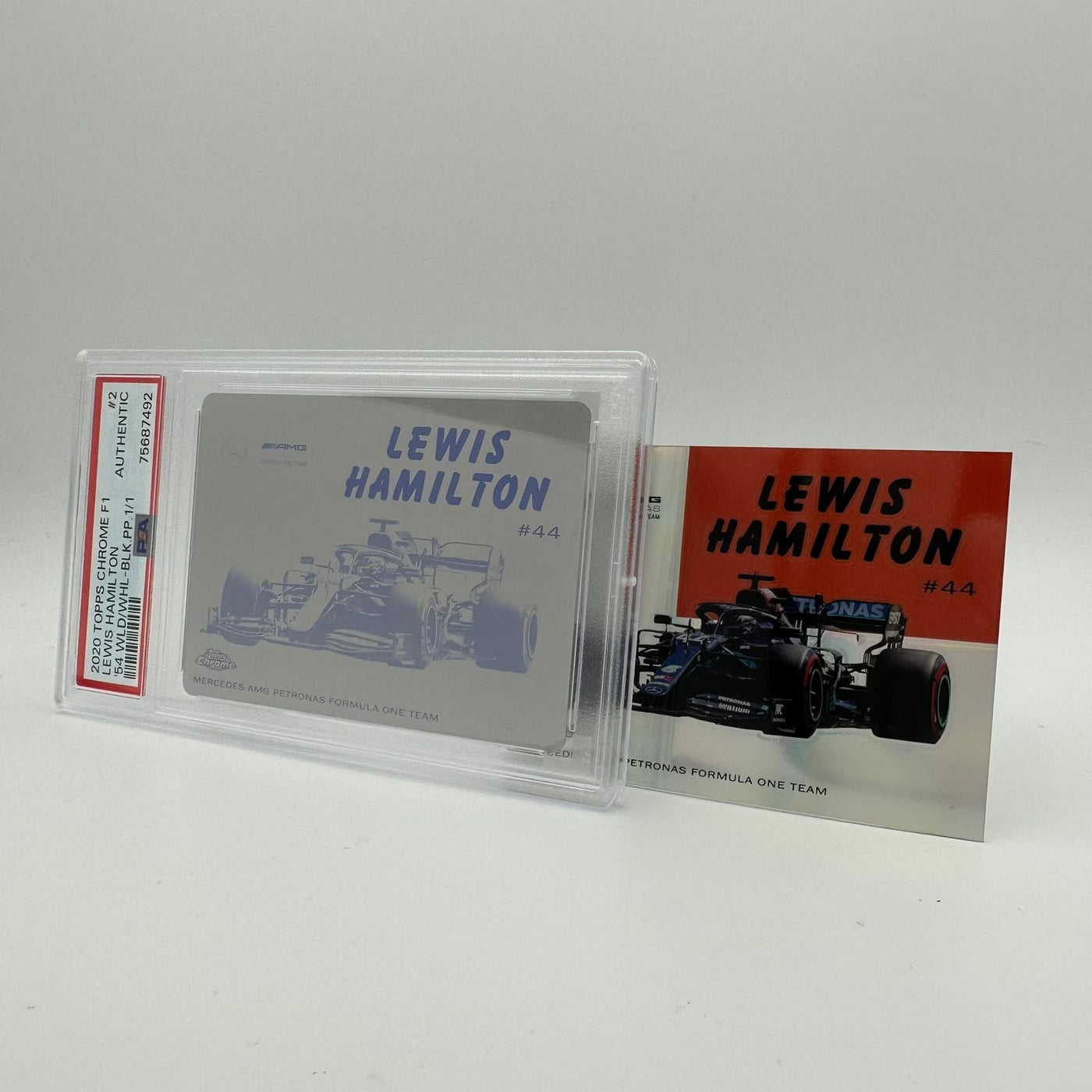 PSA Authentic - 1/1 Lewis Hamilton #54W-2 - Black Printing Plate - Chrome  2020