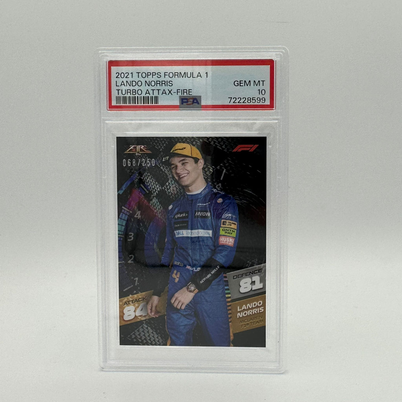 PSA 10 - 068/250 Lando Norris - 2021 Turbo Attax - Fire Card