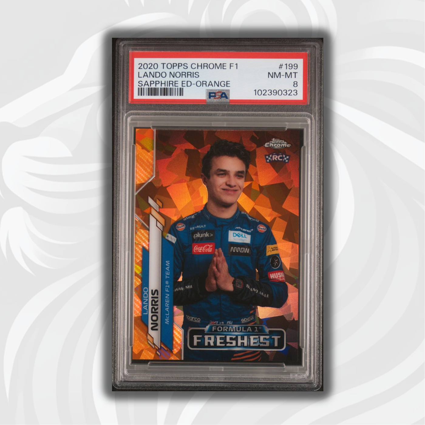 PSA 8 - 08/25 Lando Norris #199 - Sapphire - 2020 Topps Chrome F1 - Orange - Rookie Card