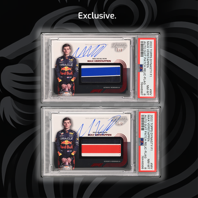 1/2 & 2/2 - Max Verstappen #MV - Auto Flag Patch - 2022 Topps Dynasty F1 - PSA 8