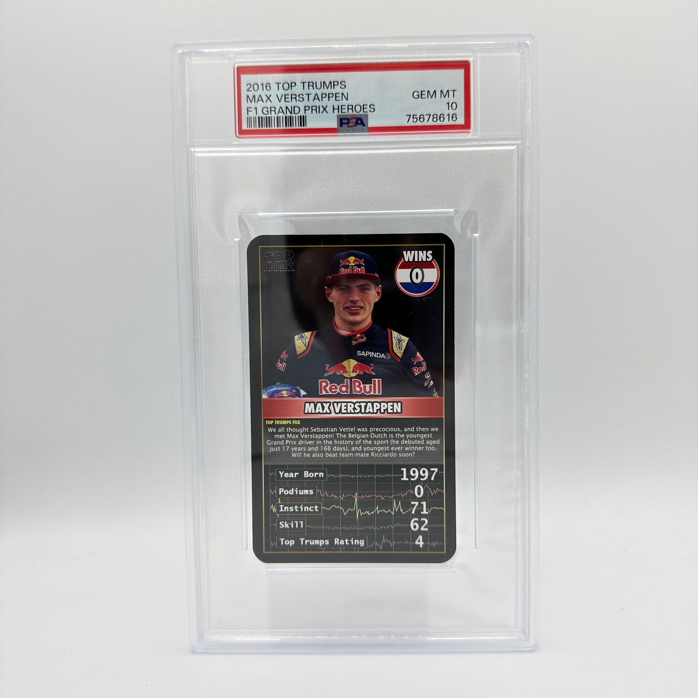 PSA 10 - Max Verstappen - 0 Wins - Top Trumps - 2016 Grand Prix Heroes