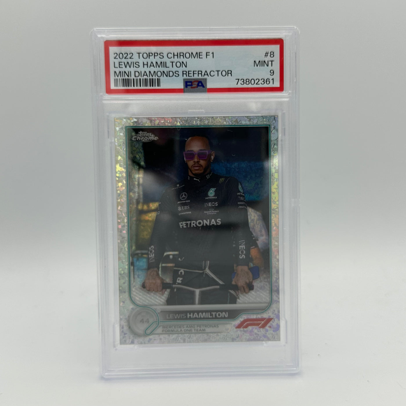 PSA 9 - 68/299 LEWIS HAMILTON #8 - MINI DIAMONDS REFRACTOR