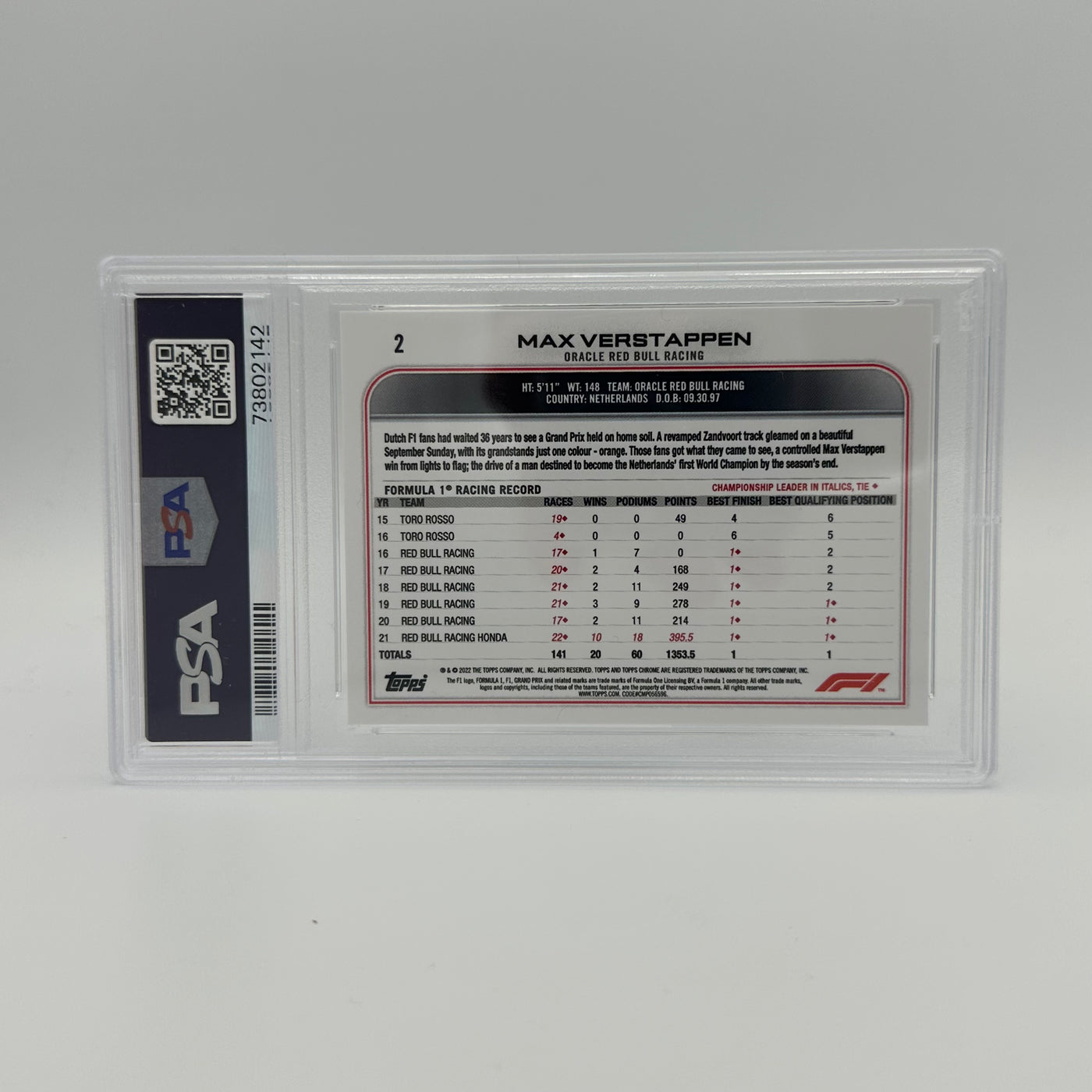 PSA 9 - MAX VERSTAPPEN #2 - SSP