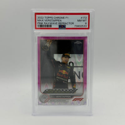 PSA 8 - 70/75 MAX VERSTAPPEN #172 - PINK RAYWAVE REFRACTOR