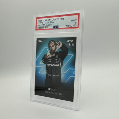 PSA 9 - 06/50    LEWIS HAMILTON DRIVERS-AQUA