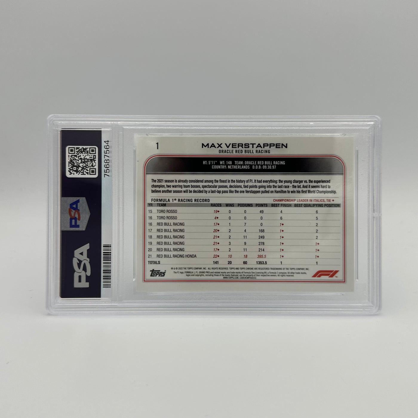 PSA 7 - MAX VERSTAPPEN #1 - SAPPHIRE EDITION SPP