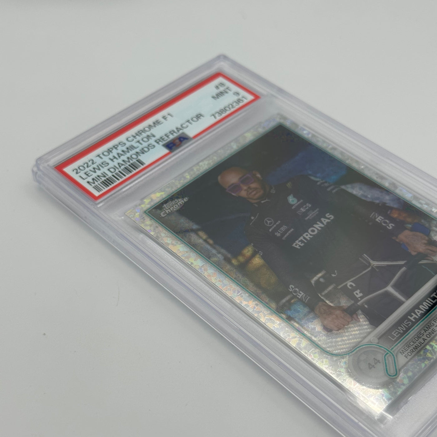 PSA 9 - 68/299 LEWIS HAMILTON #8 - MINI DIAMONDS REFRACTOR