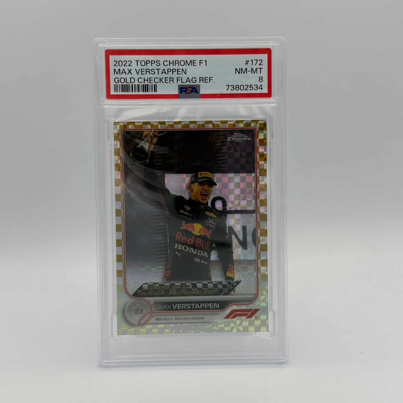 PSA 8 - 1/50 MAX VERSTAPPEN #172 - GOLD CHECKER FLAG REFRACTOR