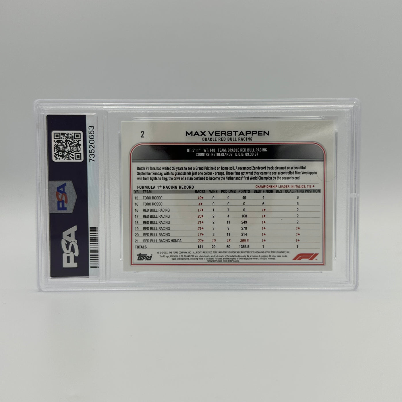 PSA 9 - Max Verstappen #2 - Sapphire Edition - SSP - Image Variation